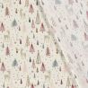 Tissu coton forêt glitter fond blanc cassé 