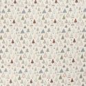 Tissu coton sapins décorés glitter fond blanc cassé