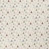 Tissu coton sapins décorés glitter fond blanc cassé