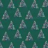 Tissu coton sapins fond menthe foncée