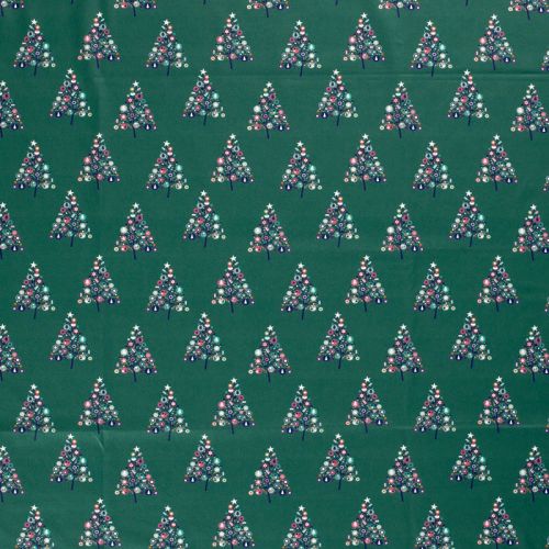 Tissu coton sapins fond menthe foncée Tissu coton sapins fond menthe foncée