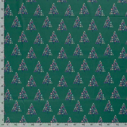 Tissu coton sapins fond menthe foncée Tissu coton sapins fond menthe foncée