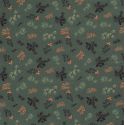 Tissu coton feuillage glitter fond vert mousse