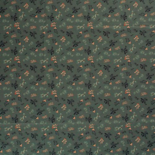 Tissu coton feuillage glitter fond vert mousse Tissu coton feuillage glitter fond vert mousse