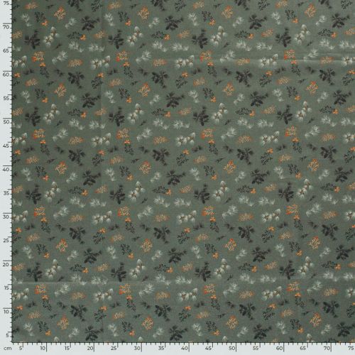 Tissu coton feuillage glitter fond vert mousse Tissu coton feuillage glitter fond vert mousse