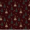 Tissu coton sapin glitter fond bordeaux 