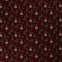 Tissu coton sapin glitter fond bordeaux 