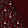 Tissu coton sapin glitter fond bordeaux 