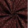 Tissu coton rennes glitter fond bordeaux