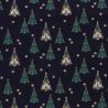 Tissu coton sapin glitter fond bleu marine 