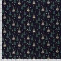 Tissu coton sapin glitter fond bleu marine 