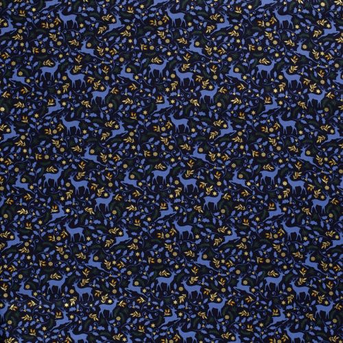 Tissu coton rennes glitter fond bleu marine Tissu coton rennes glitter fond bleu marine