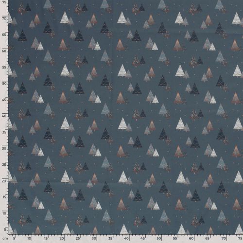 Tissu coton sapin glitter fond gris foncé Tissu coton sapin glitter fond gris foncé