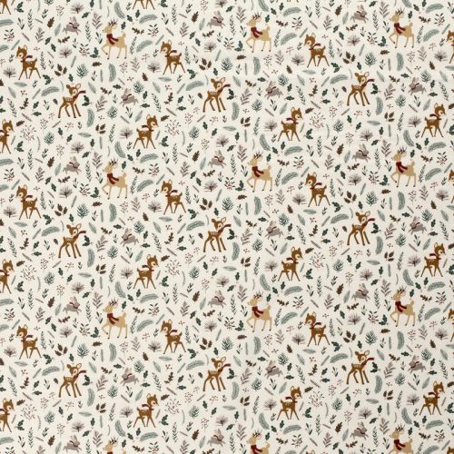 Tissu coton la forêt fête noël fond blanc Tissu coton la forêt fête noël fond blanc
