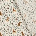 Tissu coton la forêt fête noël fond blanc
