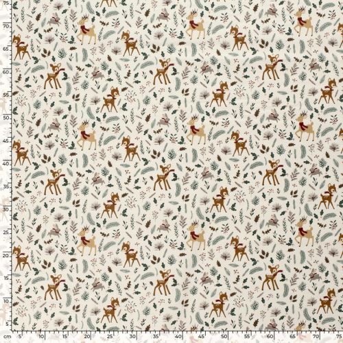 Tissu coton la forêt fête noël fond blanc Tissu coton la forêt fête noël fond blanc