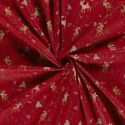 Tissu coton la forêt fête noël fond rouge