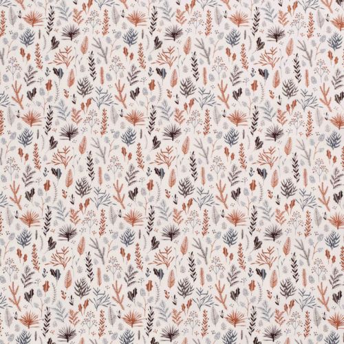 Tissu branches de houx fond blanc cassé Tissu branches de houx fond blanc cassé