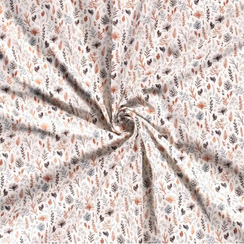 Tissu branches de houx fond blanc cassé Tissu branches de houx fond blanc cassé