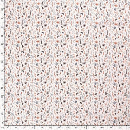 Tissu branches de houx fond blanc cassé Tissu branches de houx fond blanc cassé