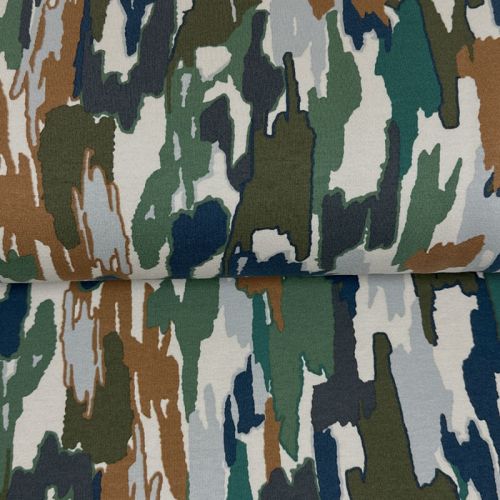 Tissu sweat fin Abstract Paint army Poppy Tissu sweat fin Abstract Paint army Poppy