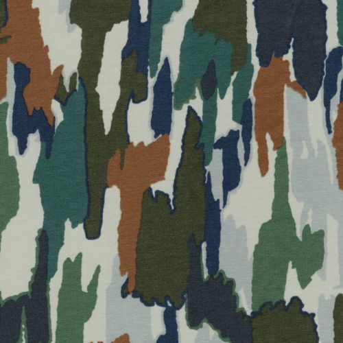 Tissu sweat fin Abstract Paint army Poppy Tissu sweat fin Abstract Paint army Poppy