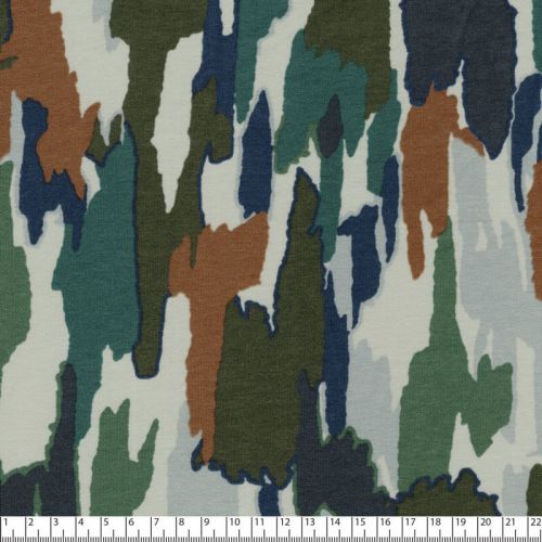 Tissu sweat fin Abstract Paint army Poppy Tissu sweat fin Abstract Paint army Poppy