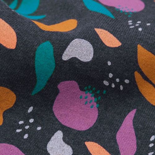 Tissu sweat Lichen glitter fond marine chiné Tissu sweat Lichen glitter fond marine chiné
