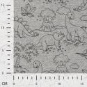 Tissu sweat minky dinos fond gris chiné