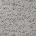 Tissu sweat minky dinos fond gris chiné