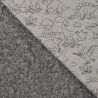 Tissu sweat minky dinos fond gris chiné