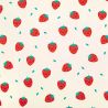 Tissu sweat fin fraises fond écru Poppy