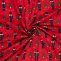 Tissu French Terry Casse-noisettes fond rouge