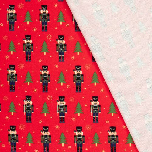 Tissu French Terry Casse-noisettes fond rouge Tissu French Terry Casse-noisettes fond rouge