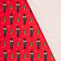 Tissu French Terry Casse-noisettes fond rouge