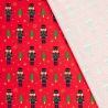 Tissu French Terry Casse-noisettes fond rouge