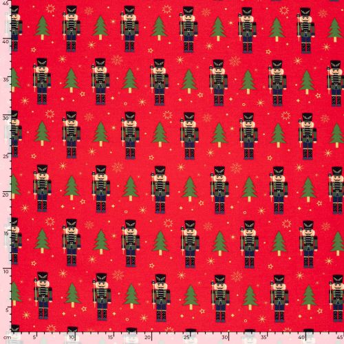 Tissu French Terry Casse-noisettes fond rouge Tissu French Terry Casse-noisettes fond rouge