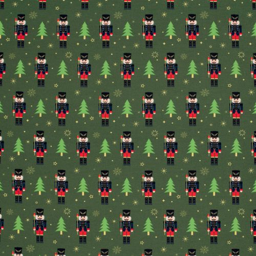 Tissu French Terry Casse-noisettes fond vert Tissu French Terry Casse-noisettes fond vert