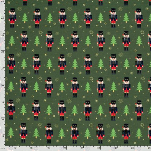 Tissu French Terry Casse-noisettes fond vert Tissu French Terry Casse-noisettes fond vert