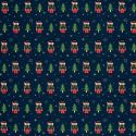 Tissu French Terry Casse-noisettes fond bleu marine 