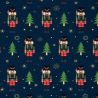 Tissu French Terry Casse-noisettes fond bleu marine 