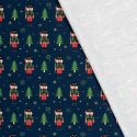 Tissu French Terry Casse-noisettes fond bleu marine 