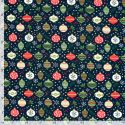 Tissu French Terry boules de noël fond bleu marine 