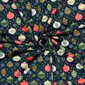 Tissu French Terry boules de noël fond bleu marine 
