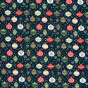 Tissu French Terry boules de noël fond bleu marine 