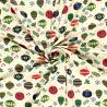 Tissu French Terry boules de noël fond écru 