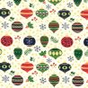 Tissu French Terry boules de noël fond écru 