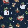 Tissu sweat Merry Christmas fond bleu marine
