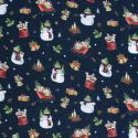 Tissu sweat Merry Christmas fond bleu marine