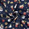 Tissu sweat Merry Christmas fond bleu marine